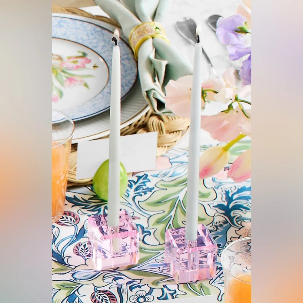 Williams Sonoma Pink Crystal Tiny Taper Candle Holders
